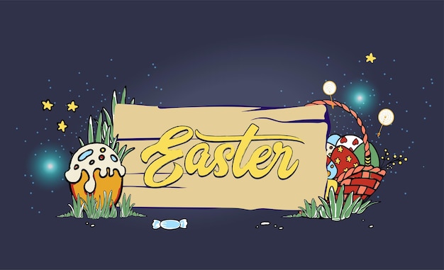 Vector happy easter holiday with colorful painted egg