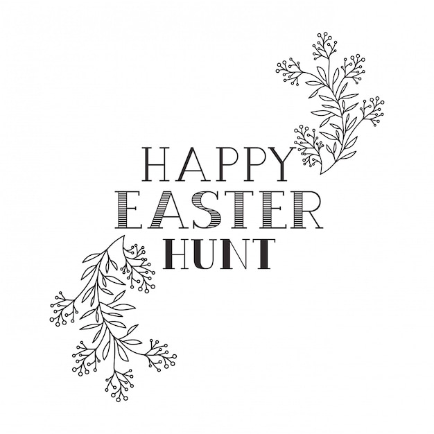 Happy easter hunt label isolated icon