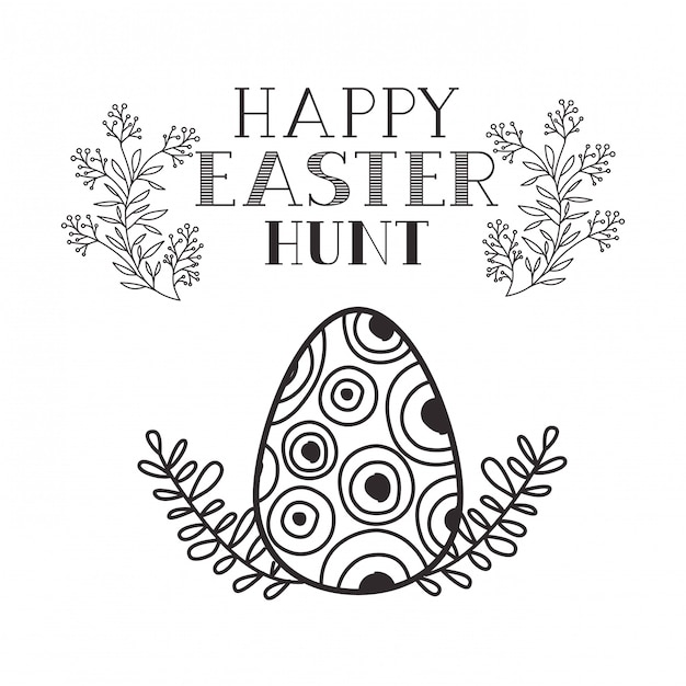 Happy easter hunt label isolated icon