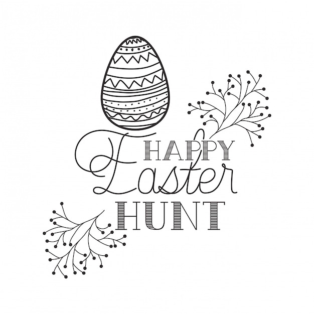 Happy easter hunt label isolated icon