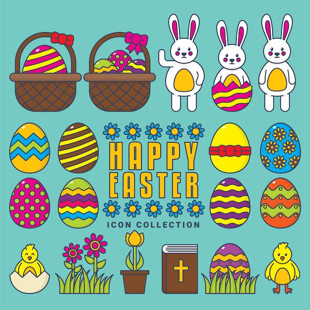 Vector happy easter icon collection