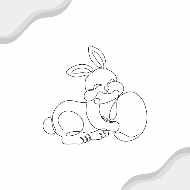 happy easter illustration continuous drawing single line art