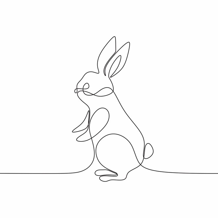 Vector 행복한 부활절 그림 연속 드로잉 단일 라인 아트