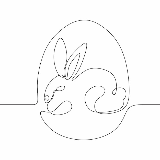 happy easter illustration continuous drawing single line art