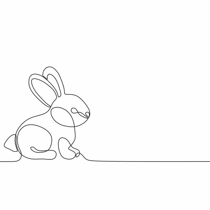Vector 행복한 부활절 그림 연속 드로잉 단일 라인 아트