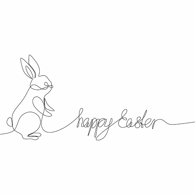 happy easter illustration continuous drawing single line art