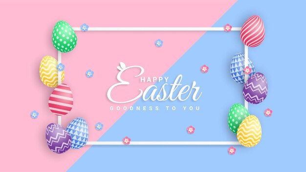 Happy easter illustration with colorful painted egg