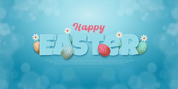 Vector happy easter illustration with element decorations