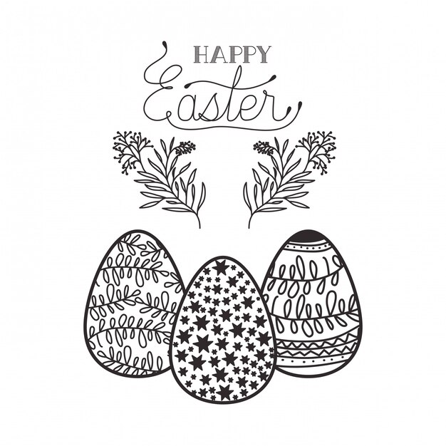 Happy easter label isolated icon