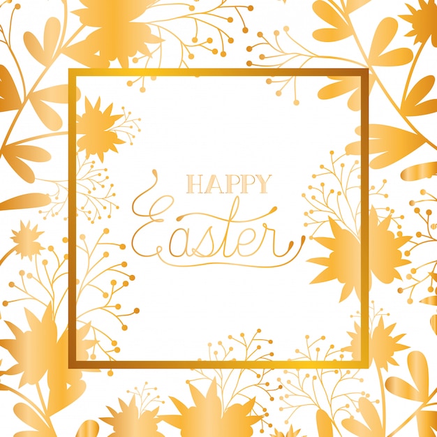 happy easter label isolated icon