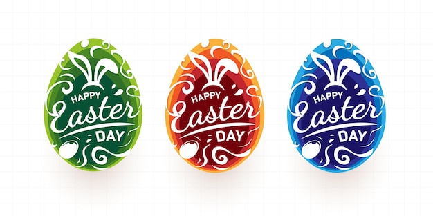 Happy easter lettering on seamless egg