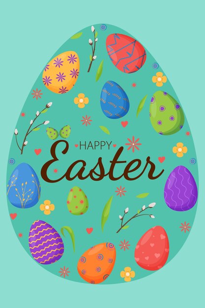 Happy Easter lettering Spring holiday Happy easter eggs Happy Easter banners greeting cards