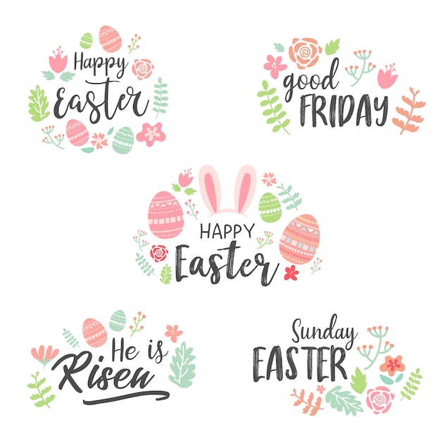 Happy Easter Lettering, Sticker Collection