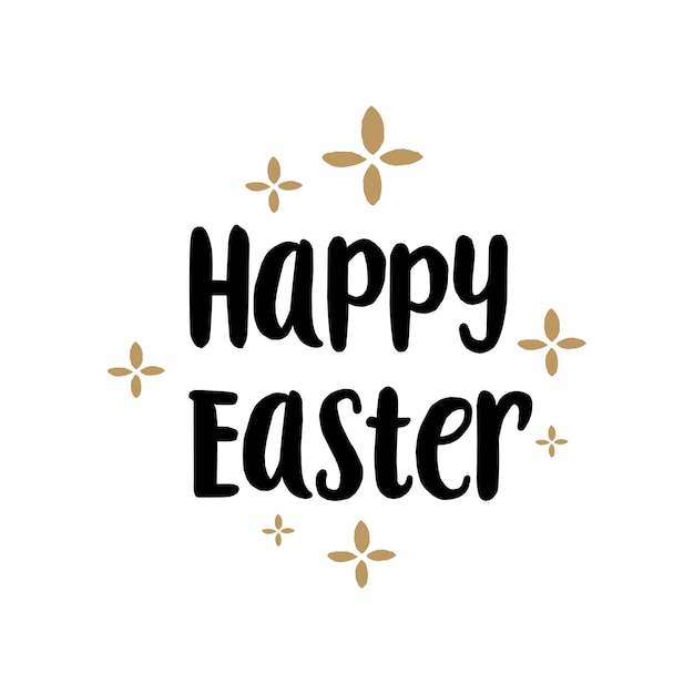 Vector happy easter lettering with simple flowers