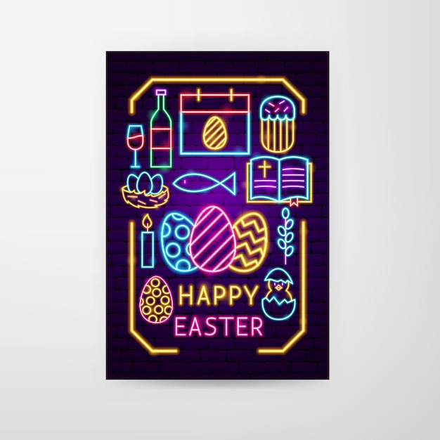 Happy Easter Neon Flyer