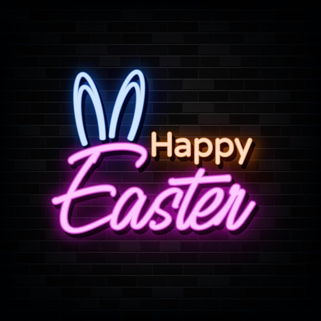 Happy easter neon sign neon symbol