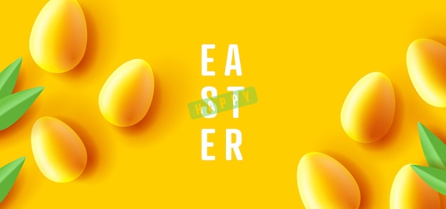 Happy easter poster or greeting card with 3d eggs render monochrome style wuth green grass hide and seek game