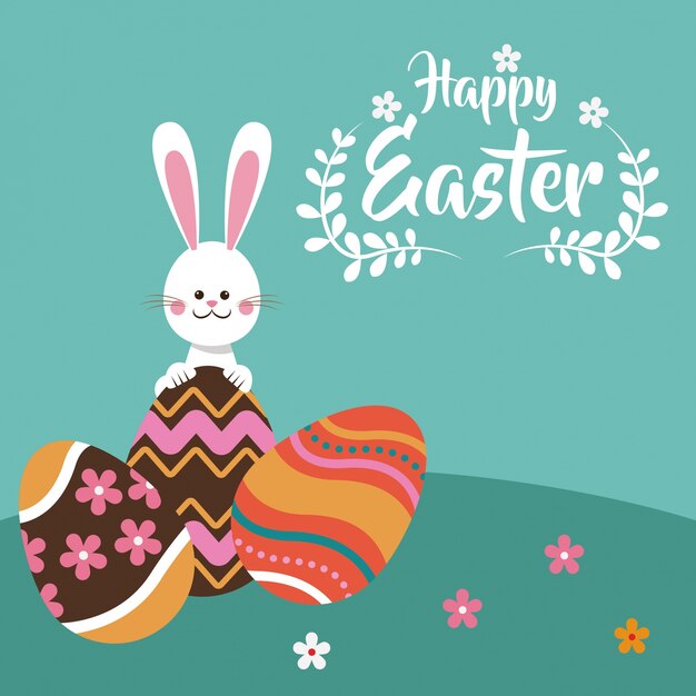 happy easter rabbit egg festive 