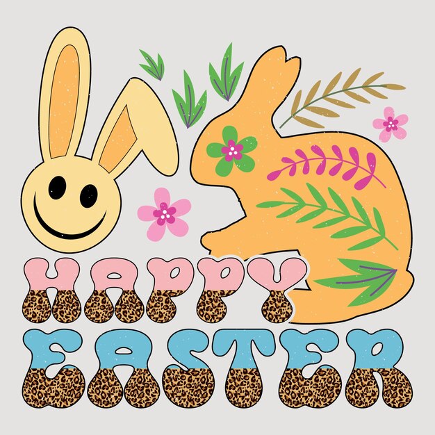 Happy Easter Retro Easter Sublimation Vector Graphic Easter Sunday TShirt Design