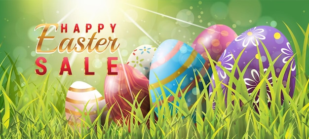 Happy Easter Sale met Easter Eggs Banner