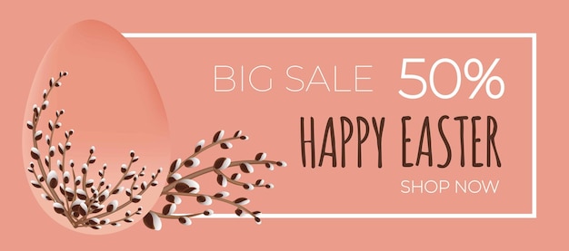 Happy Easter Sale Wilgentak in het paasei Kan tekst toevoegen