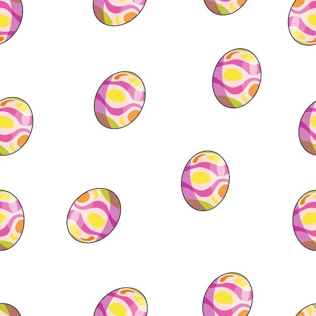 Happy Easter Seamless pattern with the image of a colored Easter egg Vector illustration