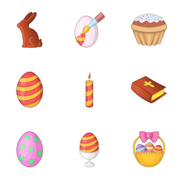 Happy easter set, cartoon style