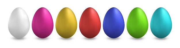 Happy Easter Set of Color Easter Eggs on white background Vector illustration