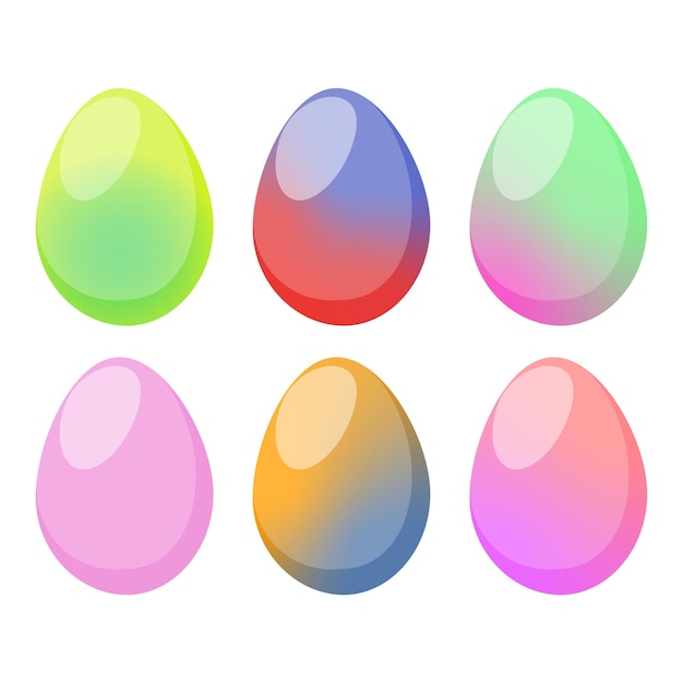 Христос воскрес. Набор пасхальных яиц с различной текстурой на белом фоне. Весенний праздник.