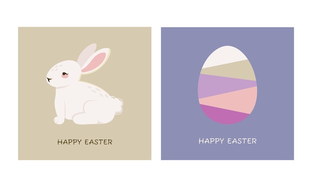 Happy easter set of sale banners greeting cards in pastel colors modern minimalist style