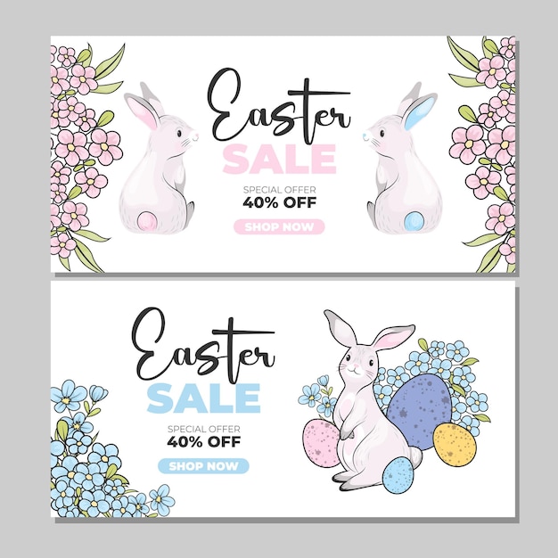 Happy Easter Set of Sale banners greeting cards posters holiday covers