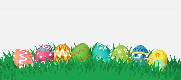 Vector happy easter, set shine decorated eggs