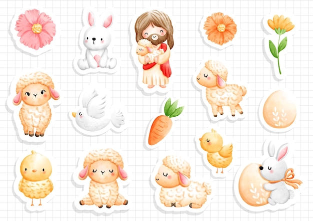 Happy Easter sticker vector illustration