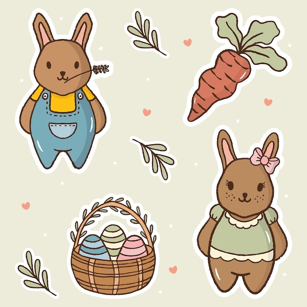 Vector happy easter stickers