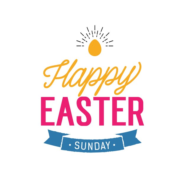 Vector happy easter sunday lettering with egg