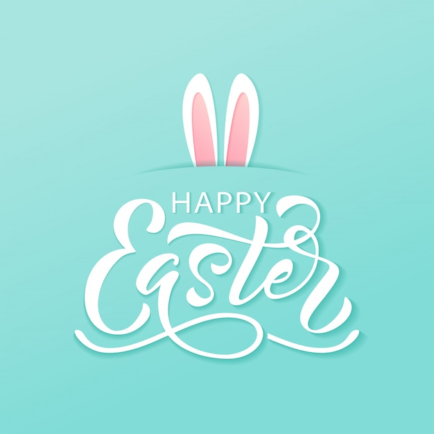 Vector happy easter-tekst. belettering