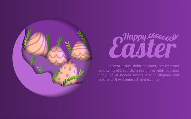 Happy easter template banner background egg decoration poster spring design rabbit year