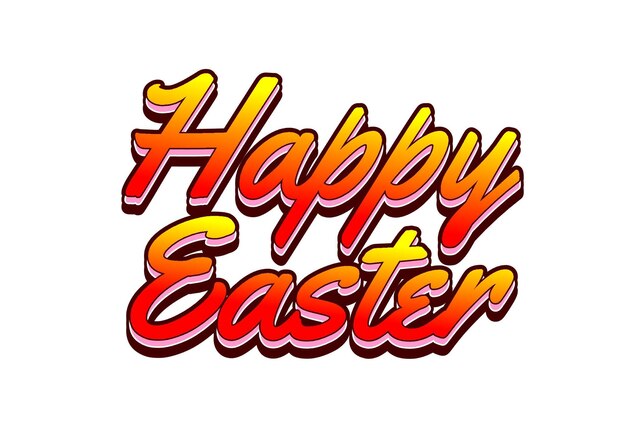 Happy easter Text effect design in eye catching colors and 3 dimension style