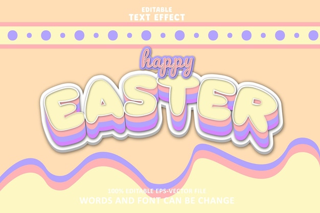 happy easter text effect emboss cartoon style