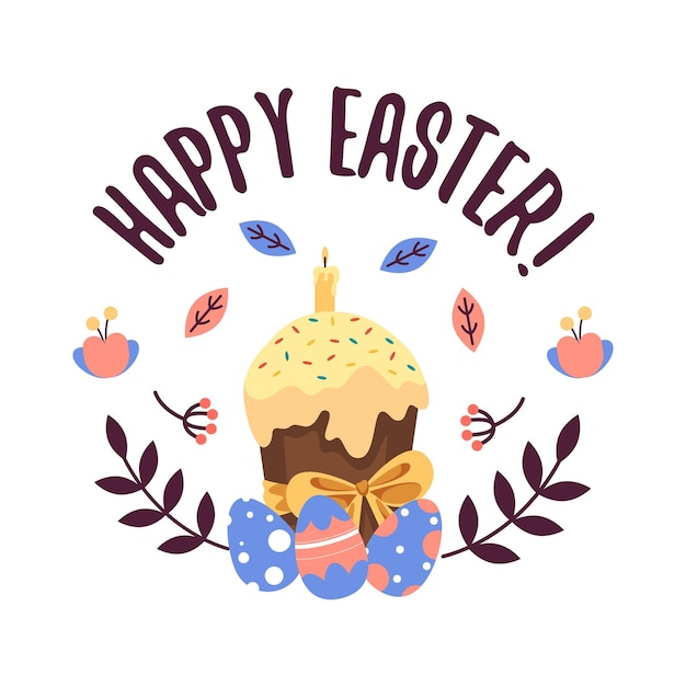 Vector happy easter text or wish vector card or banner