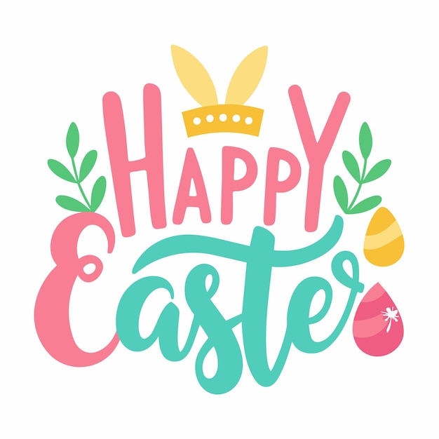 Happy easter typography design vector