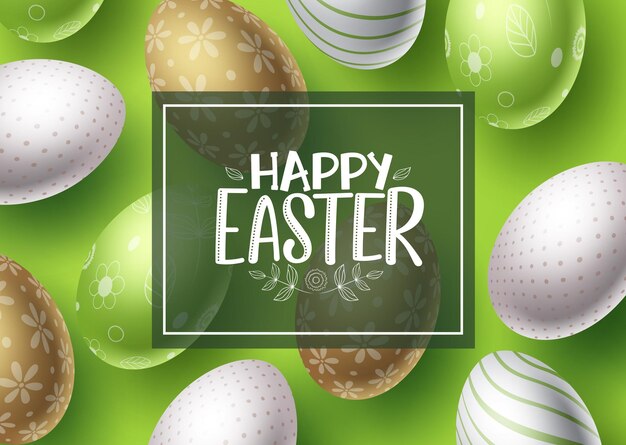 Happy easter vector background design Happy easter typography in frame with space for text