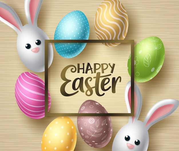 Vector happy easter vector background design happy easter typography in space frame for text