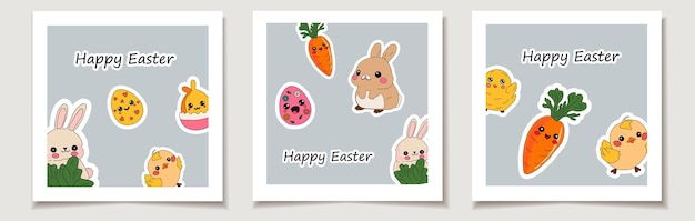 Happy Easter vector card Handdrawn design of Spring greeting card