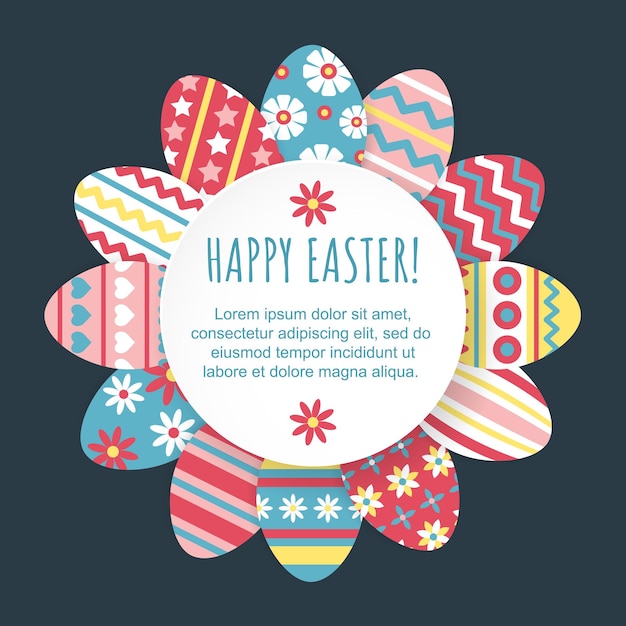 Vector happy easter vector illustration with colorful paper eggs for greeting card