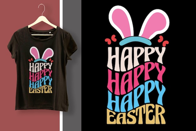 Vettore happy easter vibes t-shirt design did some bunny say easter t-shirt design sono qui solo per il cioccolato