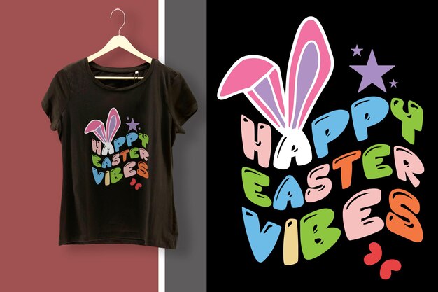 Vettore happy easter vibes t-shirt design did some bunny say easter t-shirt design sono qui solo per il cioccolato