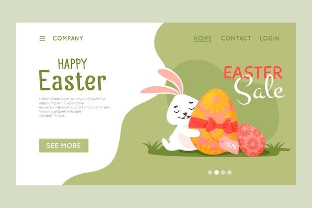 Happy easter website template, web page and landing page design.