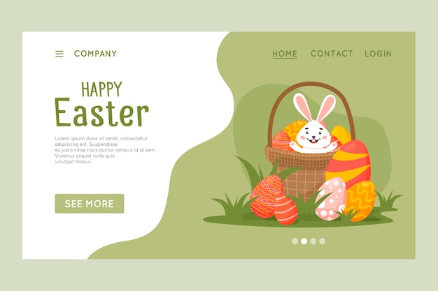 Vector happy easter-websitesjabloon, webpagina en bestemmingspagina-ontwerp.