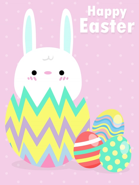 Happy easter wenskaart. kleine konijn bunny easter banner